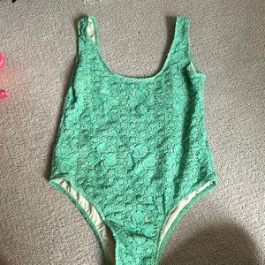 Green lace one piece
